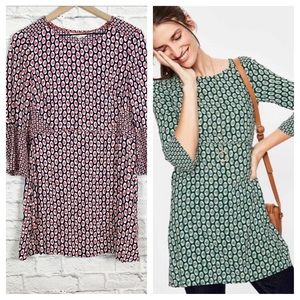 Boden Edna Tunic navy red print pattern size 8
